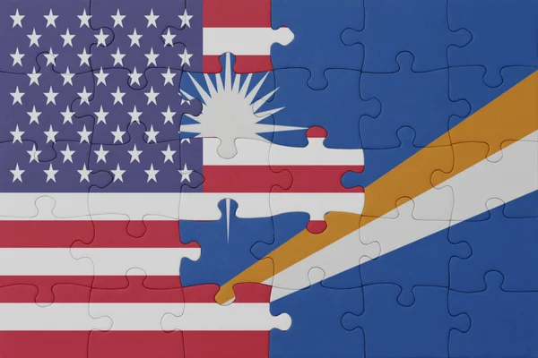 Marshall Adaları Nın Ulusal Bayrağı Amerika Birleşik Devletleri Nin Bulmacası — Stok fotoğraf