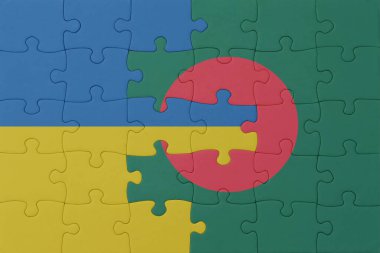 Ulusal Ukrayna ve Bangladeş bayrağı bulmacası. Makro. Kavram. 3d illüstrasyon