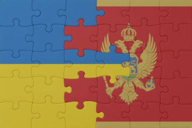 Ukrayna ve Moğolistan bayrağının bulmacası. Makro. Kavram. 3d illüstrasyon