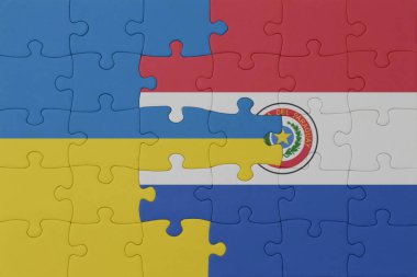 Ulusal Ukrayna ve Paraguay bayrağı bulmacası. Makro. Kavram. 3d illüstrasyon