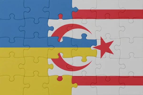 Ukrayna Nın Ulusal Bayrağı Kuzey Kıbrıs Bulmacası Makro Kavram Illüstrasyon — Stok fotoğraf