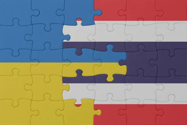 Головоломка Національним Прапором України Таїланду Концепція Macro Conception Ілюстрація — стокове фото
