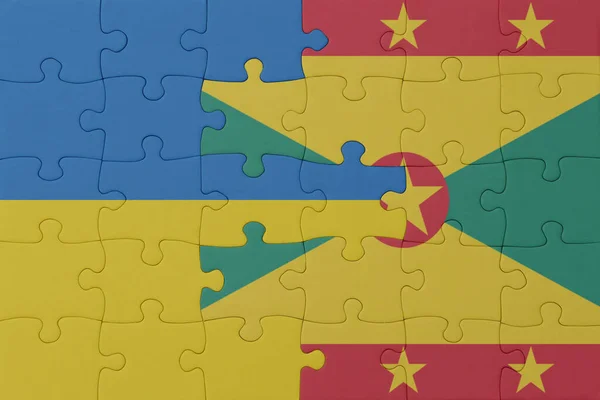 Puzzle Flagą Narodową Ukrainy Grenady Makro Koncepcja Ilustracja — Zdjęcie stockowe