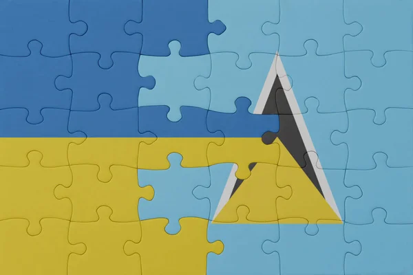 Puzzel Met Nationale Vlag Van Ukraine Heilige Lucia Macro Concept — Stockfoto