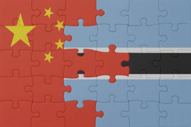 Ulusal Botswana ve Çin bayrağı bulmacası. Makro. Kavram. 3d illüstrasyon