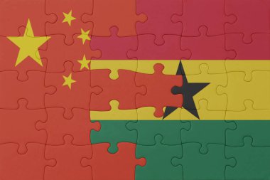 Gana ve Çin 'in ulusal bayrağıyla bulmaca. Makro. Kavram. 3d illüstrasyon
