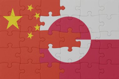Sera ve Çin 'in ulusal bayrağıyla ilgili bulmacalar. Makro. Kavram. 3d illüstrasyon