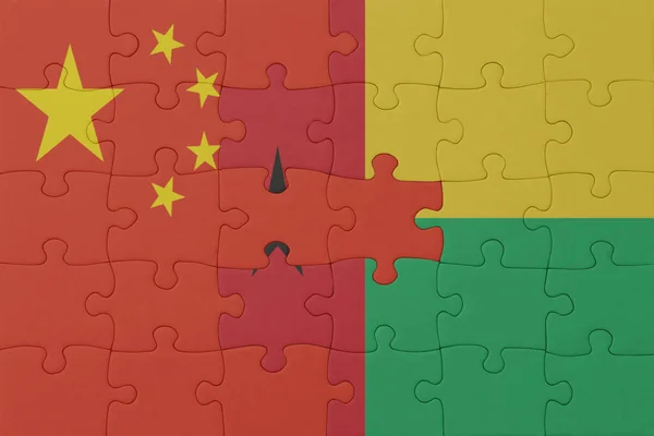 モルビサウと中国の国旗のパズルです マクロ コンセプト 3Dイラスト — ストック写真