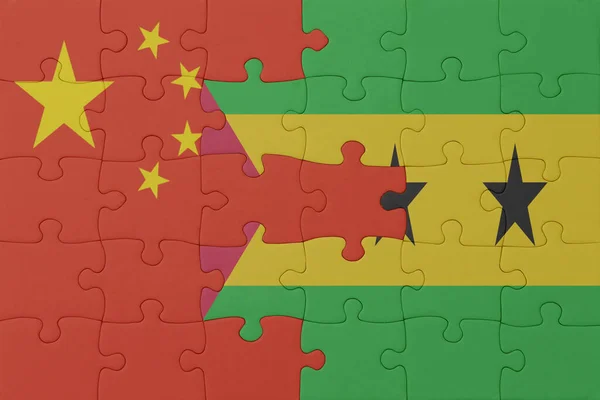 トムとプリンスと中国の国旗のパズルです マクロ コンセプト 3Dイラスト — ストック写真