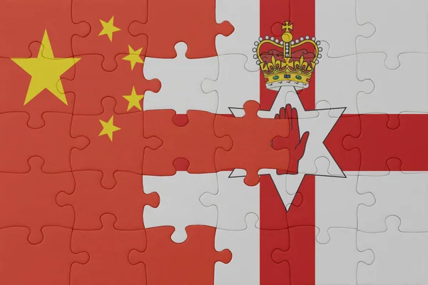 Puzzle National Flag Northern Ireland China Macro Concept Illustration — Stock Photo, Image