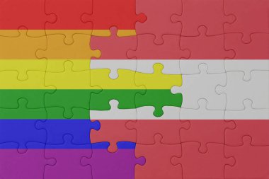 Gökkuşağı bayrağı eşcinsellik gururu ve Avusturalya 'nın bulmacası. Makro. Kavram. 3d illüstrasyon