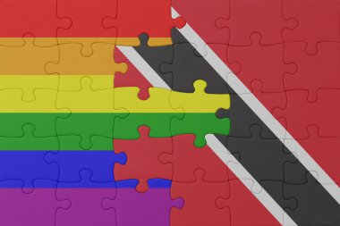 Gökkuşağı bayrağı eşcinsellik gururu, Trinidad ve Tobago 'nun bulmacası. Makro. Kavram. 3d illüstrasyon