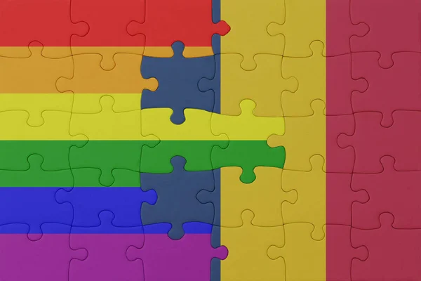 Puzzle Flag Rainbow Gay Pride Chad Macro Concept Illustration — Stock Photo, Image