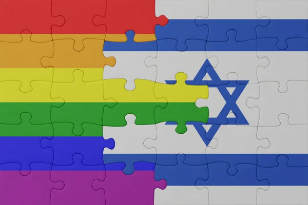 Puzzle Flag Rainbow Gay Pride Israel Macro Concept Illustration — Stock Photo, Image