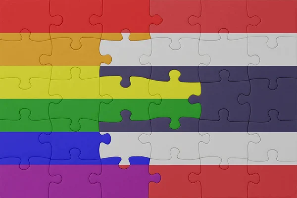 Puzzle Flag Rainbow Gay Pride Thailand Macro Concept Illustration — Stock Photo, Image