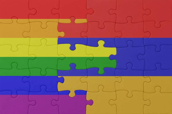 Puzzle Flag Rainbow Gay Pride Armenia Macro Concept Illustration — Stock Photo, Image