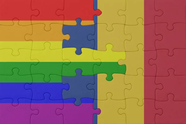 Puzzle Flag Rainbow Gay Pride Romania Macro Concept Illustration — Stock Photo, Image