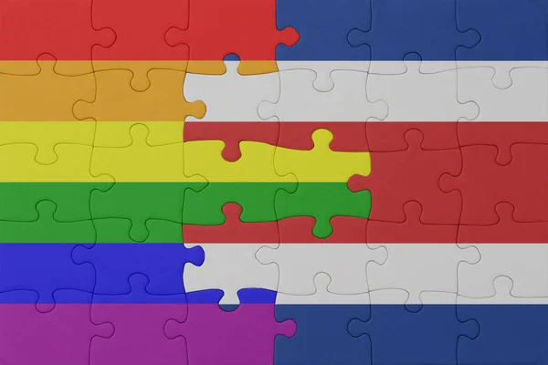 Puzzle Flag Rainbow Gay Pride Costa Rica Macro Concept Illustration — Stock Photo, Image