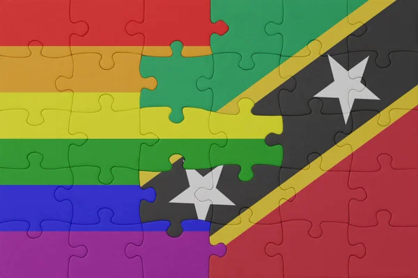 Rompecabezas Con Bandera Del Arco Iris Gay Orgullo Santo Kitts — Foto de Stock