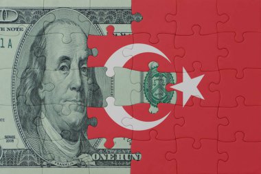 Hindi ve dolar banknotlarının ulusal bayrağıyla bulmaca. Makro. Kavram. 3d illüstrasyon