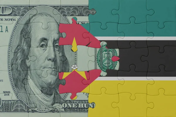 Puzzle Národní Vlajkou Mozambique Dolarové Bankovky Makro Koncepce Ilustrace — Stock fotografie