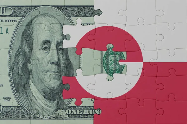 Puzzle National Flag Greenland Dollar Money Banknote Macro Concept Illustration — Stock Photo, Image