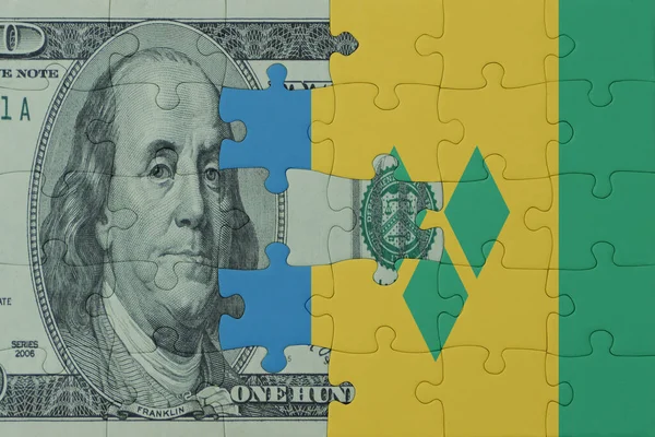 Puzzle National Flag Saint Vincent Grenadines Dollar Money Banknote Macro — Stock Photo, Image