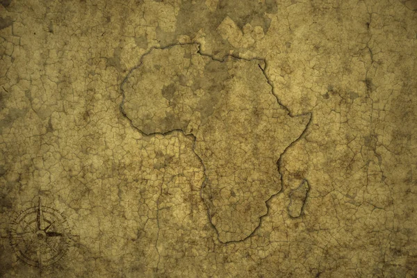 旧的老式裂缝纸背景上的非洲地图 3D说明 — 图库照片