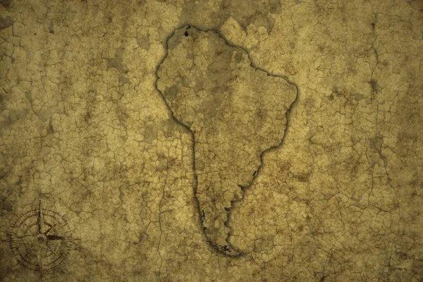 Mappa Del Sud America Vecchio Sfondo Carta Crack Vintage Illustrazione — Foto Stock