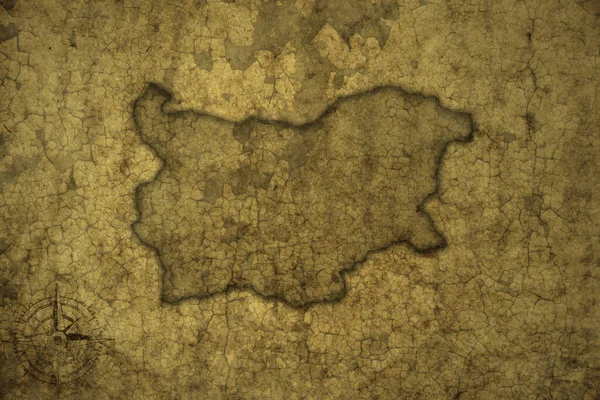Eski Bir Çatlak Kağıt Arka Planında Bulunan Bir Bulgaria Haritası — Stok fotoğraf