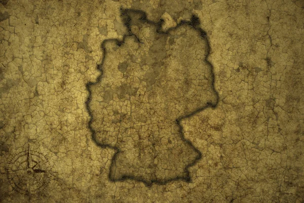 Mappa Della Germania Vecchio Sfondo Carta Crack Vintage Illustrazione — Foto Stock