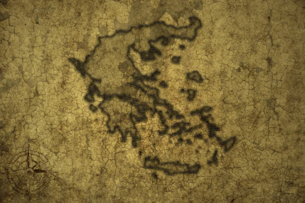 Eski Bir Çatlak Kağıt Arka Planında Eski Bir Yunan Haritası — Stok fotoğraf