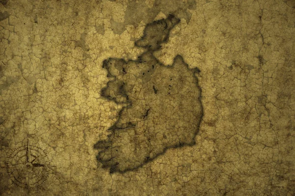 Landkarte Irlands Auf Einem Alten Risspapier Hintergrund Illustration — Stockfoto