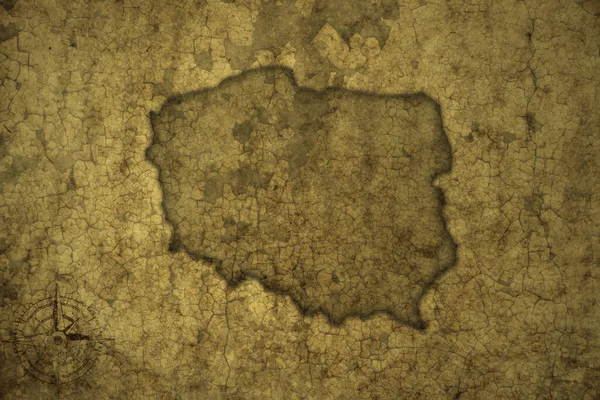 Mapa Polska Starém Vinobraní Crack Papíru Pozadí Ilustrace — Stock fotografie