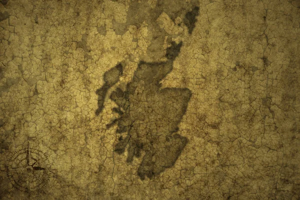 map of scotland on a old vintage crack paper background . 3d illustration