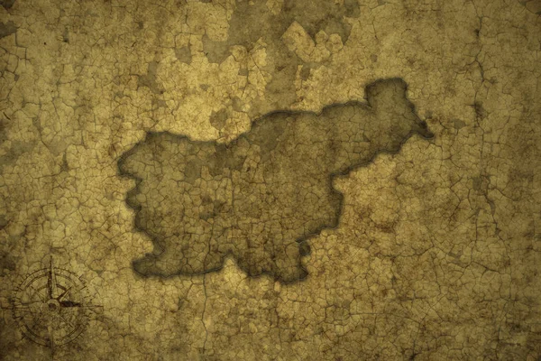 Eski Bir Çatlak Kağıt Arka Planında Slovenia Haritası Illüstrasyon — Stok fotoğraf