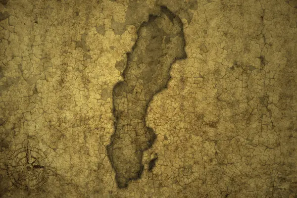 Eski Bir Çatlak Kağıt Arka Planında Sveç Haritası Illüstrasyon — Stok fotoğraf