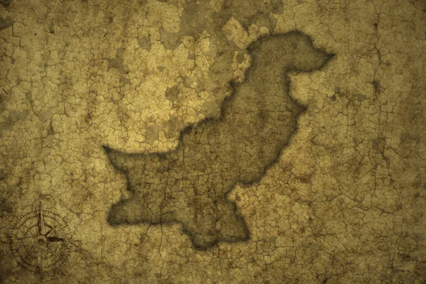 Kaart Van Pakistan Een Oude Vintage Crack Papieren Achtergrond Illustratie — Stockfoto