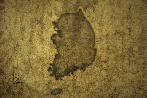 Mappa Della Corea Del Sud Vecchio Sfondo Carta Crack Vintage — Foto Stock