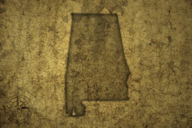 Alabama eyaletinin eski bir çatlak kağıt arka planındaki haritası. 3d illüstrasyon