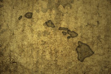 Hawaii eyaletinin haritası eski bir çatlak kağıt arka planda. 3d illüstrasyon
