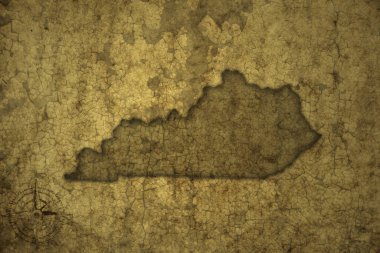 Kentucky eyaletinin haritası eski bir çatlak kağıt arka planında. 3d illüstrasyon