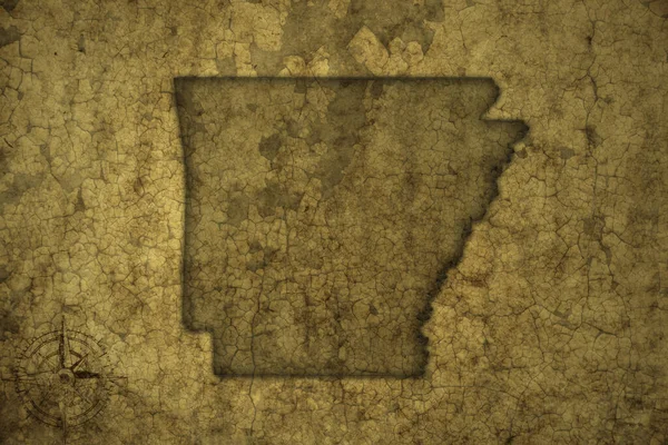 Карта Штату Арканзас Старовинному Тріщинному Папері Ілюстрація — стокове фото