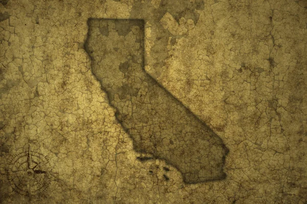 Mapa Stanu Kalifornia Starym Papierowym Tle Ilustracja — Zdjęcie stockowe