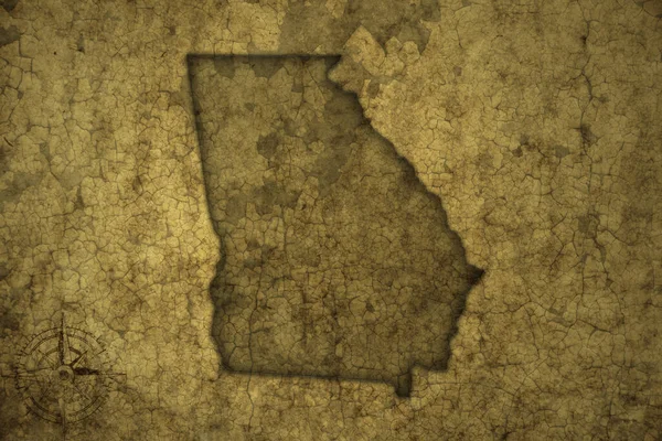 Χάρτης Της Πολιτείας Της Τζόρτζια Πάνω Ένα Παλιό Παλιό Χαρτί — Φωτογραφία Αρχείου