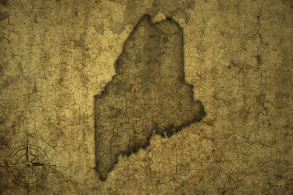 Карта Штата Маин Старом Винтажном Бумажном Фоне Трещин Иллюстрация — стоковое фото