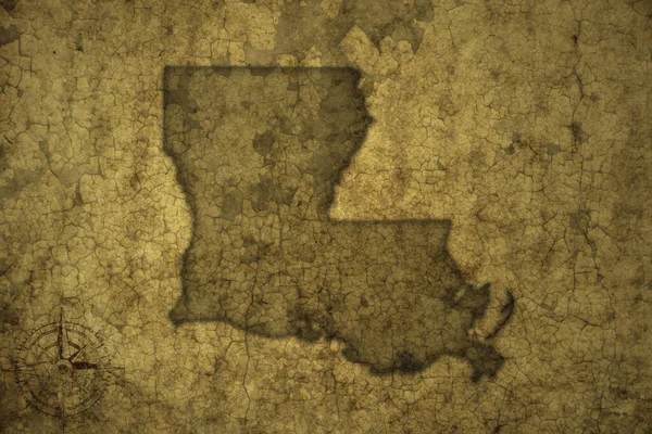Karte Des Louisiana Staates Auf Einem Alten Risspapier Hintergrund Illustration — Stockfoto