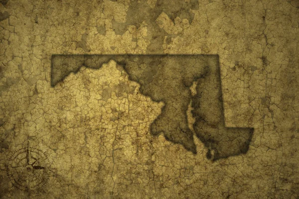 Mapa Státu Maryland Starém Vinobraní Crack Papíru Pozadí Ilustrace — Stock fotografie