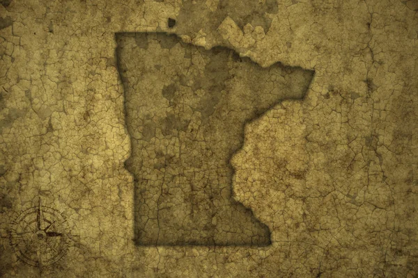 Mapa Estado Minnesota Sobre Antigo Fundo Papel Crack Vintage Ilustração — Fotografia de Stock