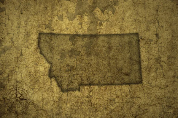 Map Montana State Old Vintage Crack Paper Background Illustration — Stock Photo, Image